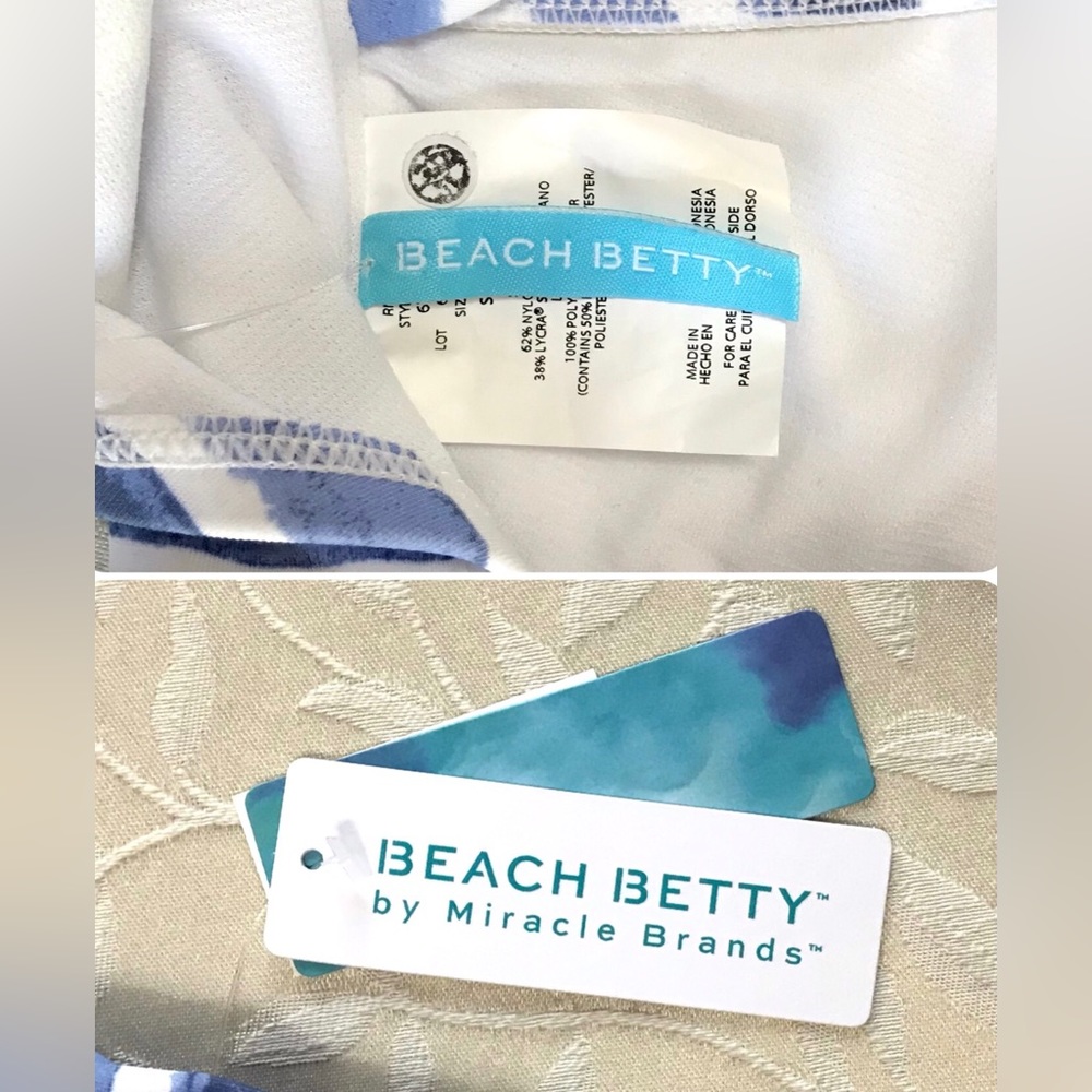🆕 Beach Betty Womens Swimsuit One Piece Small Blue White Striped Keyhole NWT - Picture 7 of 10